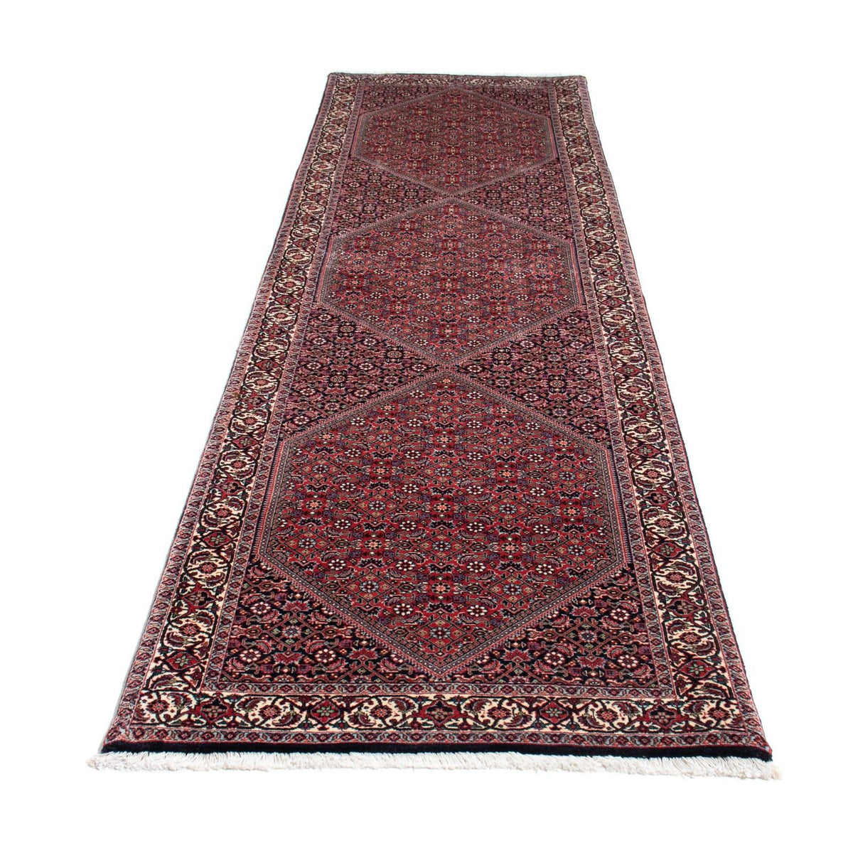 Biegacz Dywan perski - Bijar - 313 x 84 cm - ciemnoniebieski