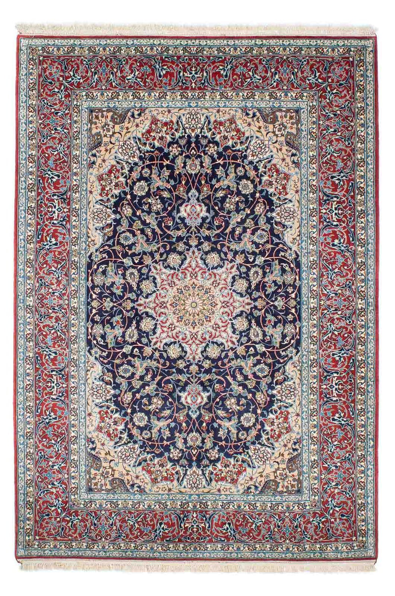 Dywan perski - Isfahan - Premium - 220 x 152 cm - ciemnoniebieski