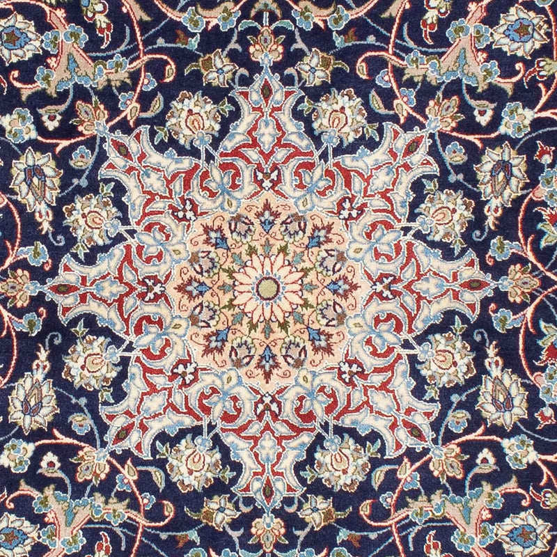 Dywan perski - Isfahan - Premium - 220 x 152 cm - ciemnoniebieski