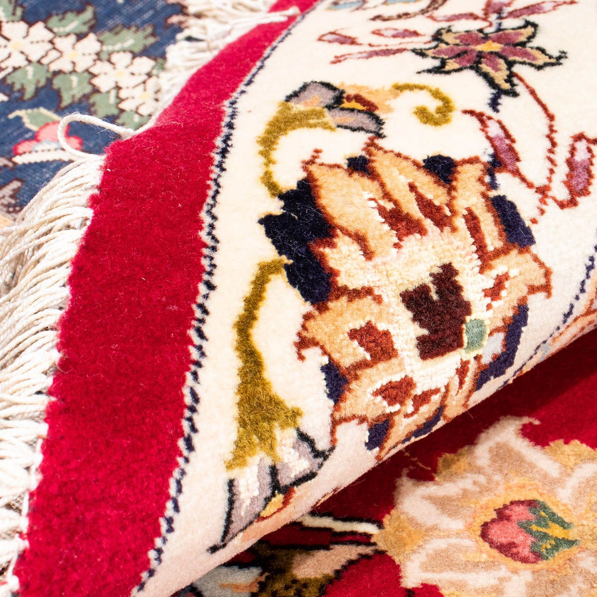 Dywan perski - Tabriz - Królewski okrągły  - 250 x 250 cm - ciemna czerwień