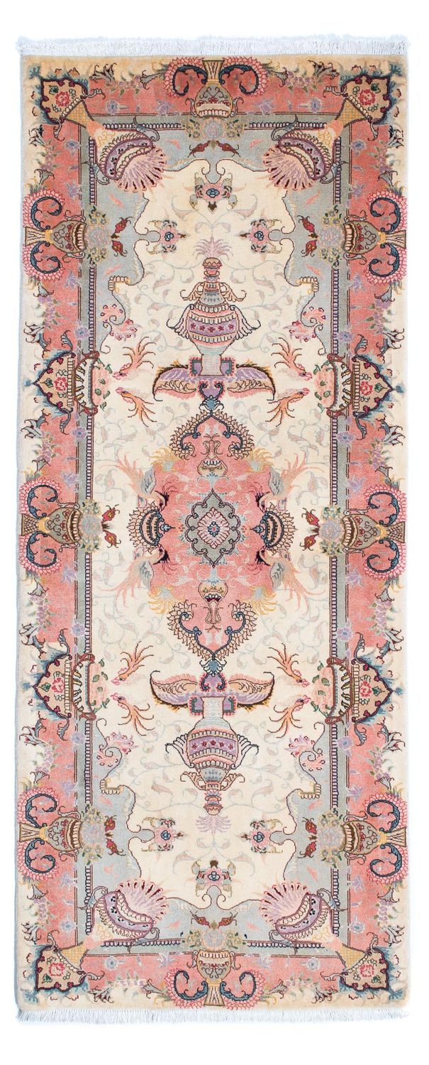 Biegacz Dywan perski - Tabriz - Królewski - 203 x 80 cm - beżowy