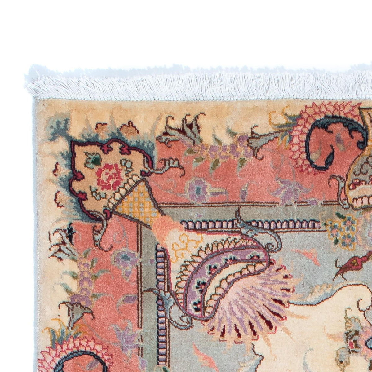 Biegacz Dywan perski - Tabriz - Królewski - 203 x 80 cm - beżowy