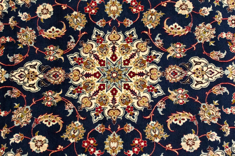 Dywan perski - Isfahan - Premium - 171 x 108 cm - ciemnoniebieski