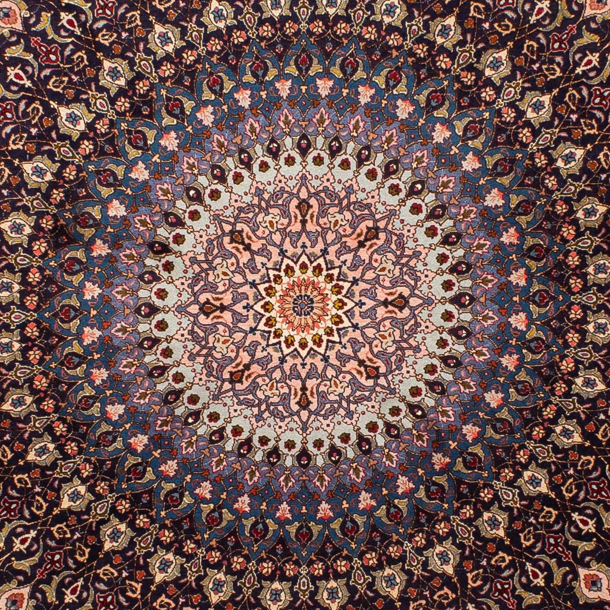 Dywan perski - Tabriz - Królewski okrągły  - 240 x 240 cm - ciemnoniebieski