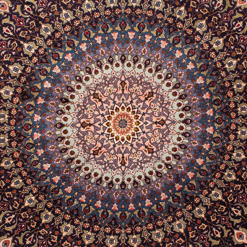 Dywan perski - Tabriz - Królewski okrągły  - 240 x 240 cm - ciemnoniebieski