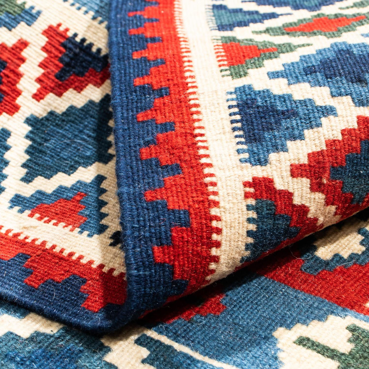 Dywan Kelim - Orientalny kwadratowy  - 104 x 103 cm - ciemna czerwień