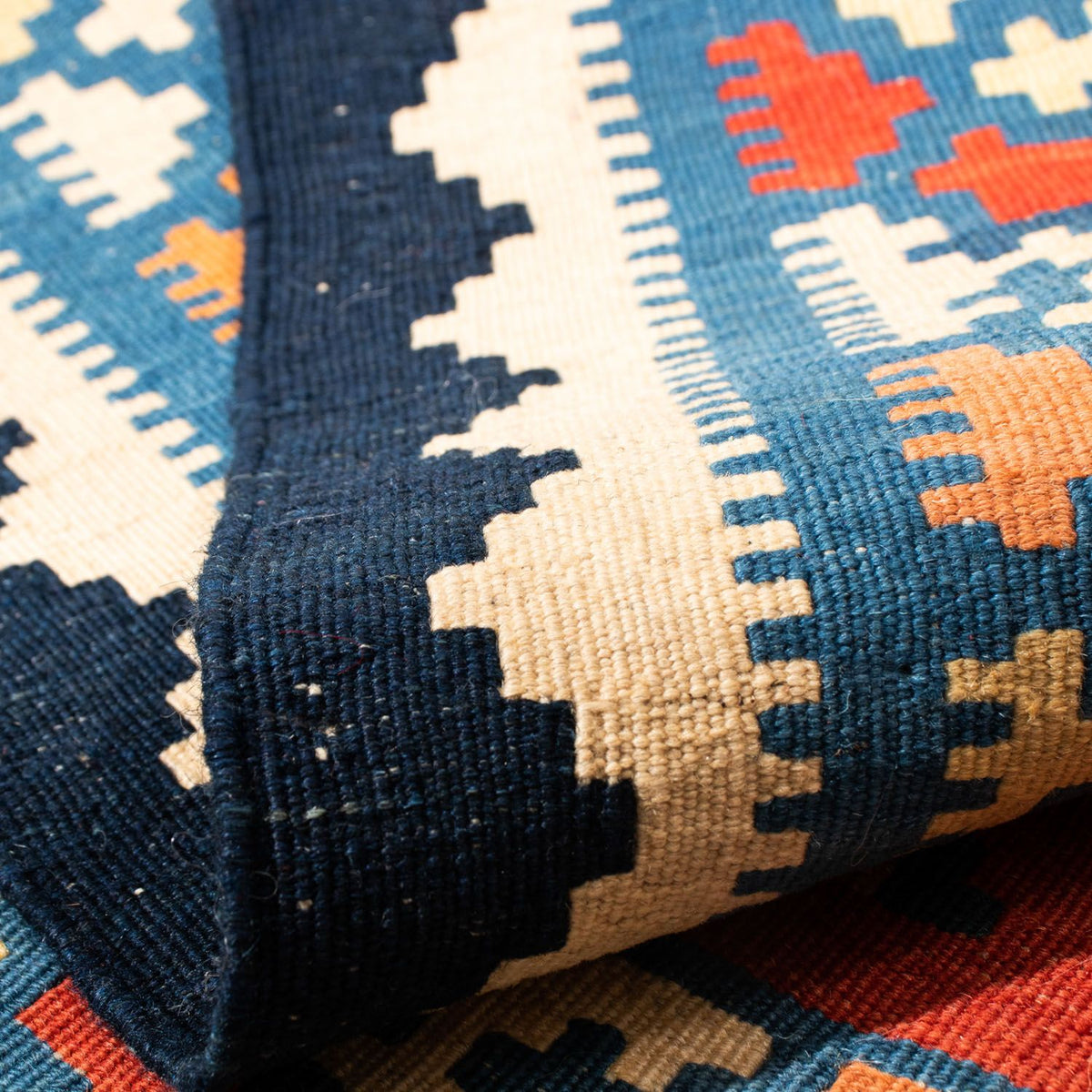 Dywan Kelim - Orientalny kwadratowy  - 105 x 101 cm - czerwony