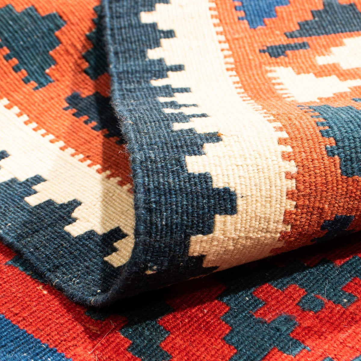 Dywan Kelim - Orientalny kwadratowy  - 104 x 102 cm - ciemna czerwień