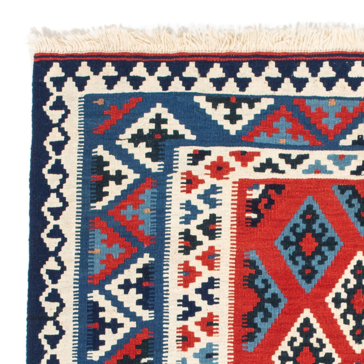 Dywan Kelim - Orientalny kwadratowy  - 103 x 95 cm - ciemna czerwień