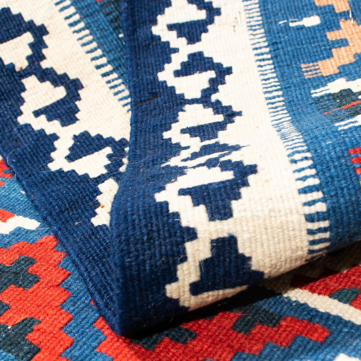 Dywan Kelim - Orientalny kwadratowy  - 103 x 95 cm - ciemna czerwień