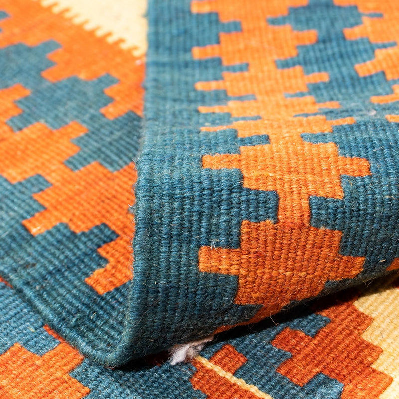 Dywan Kelim - Orientalny kwadratowy  - 102 x 102 cm - ciemnoniebieski