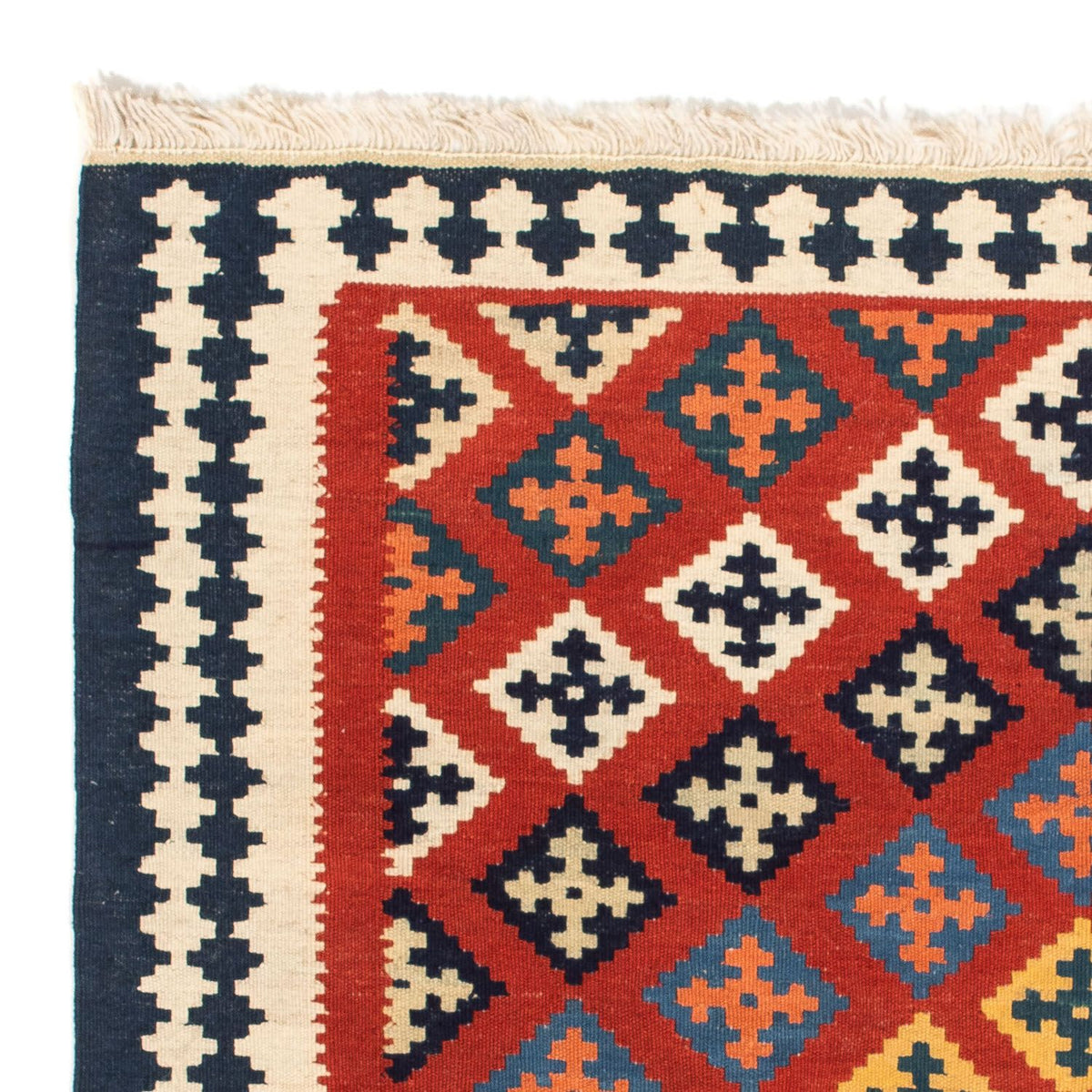 Dywan Kelim - Orientalny kwadratowy  - 105 x 103 cm - ciemna czerwień