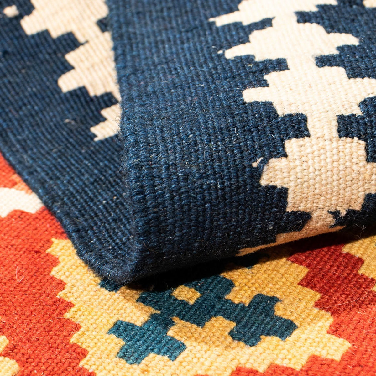 Dywan Kelim - Orientalny kwadratowy  - 105 x 103 cm - ciemna czerwień