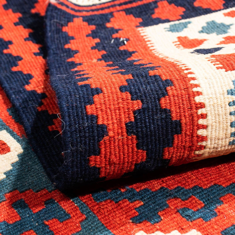 Dywan Kelim - Orientalny kwadratowy  - 104 x 103 cm - ciemna czerwień