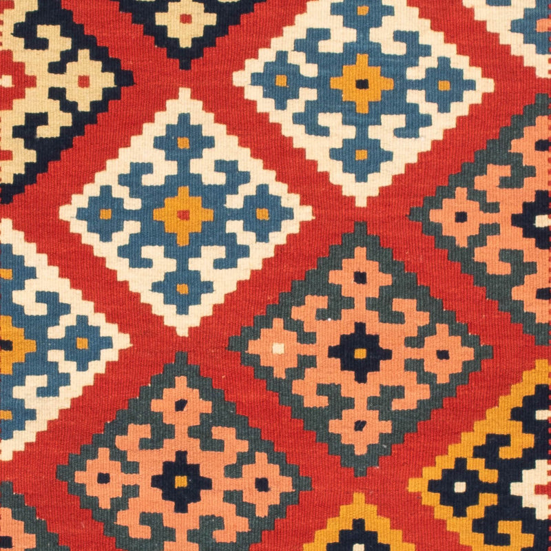 Dywan Kelim - Orientalny kwadratowy  - 105 x 103 cm - ciemna czerwień