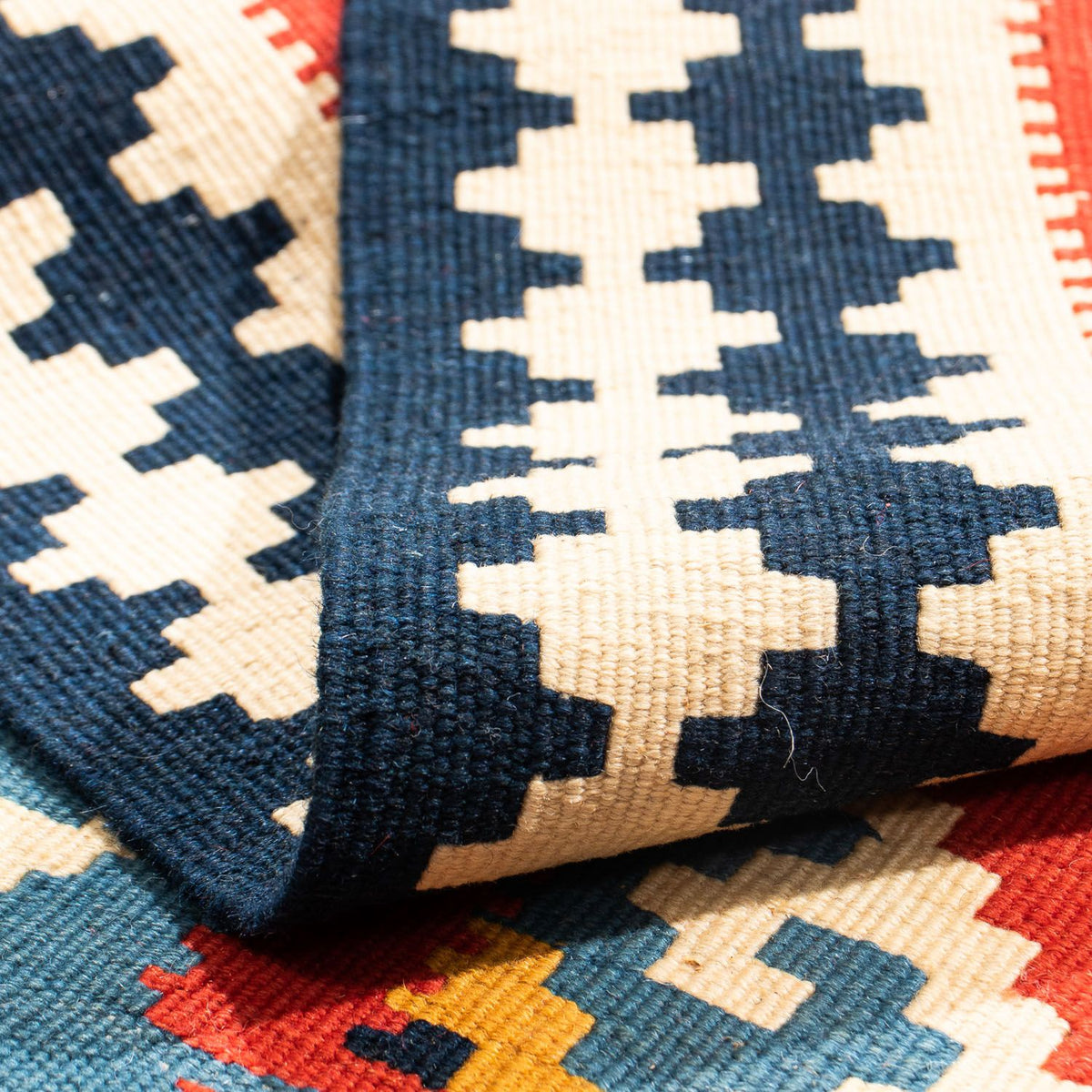 Dywan Kelim - Orientalny kwadratowy  - 105 x 103 cm - ciemna czerwień