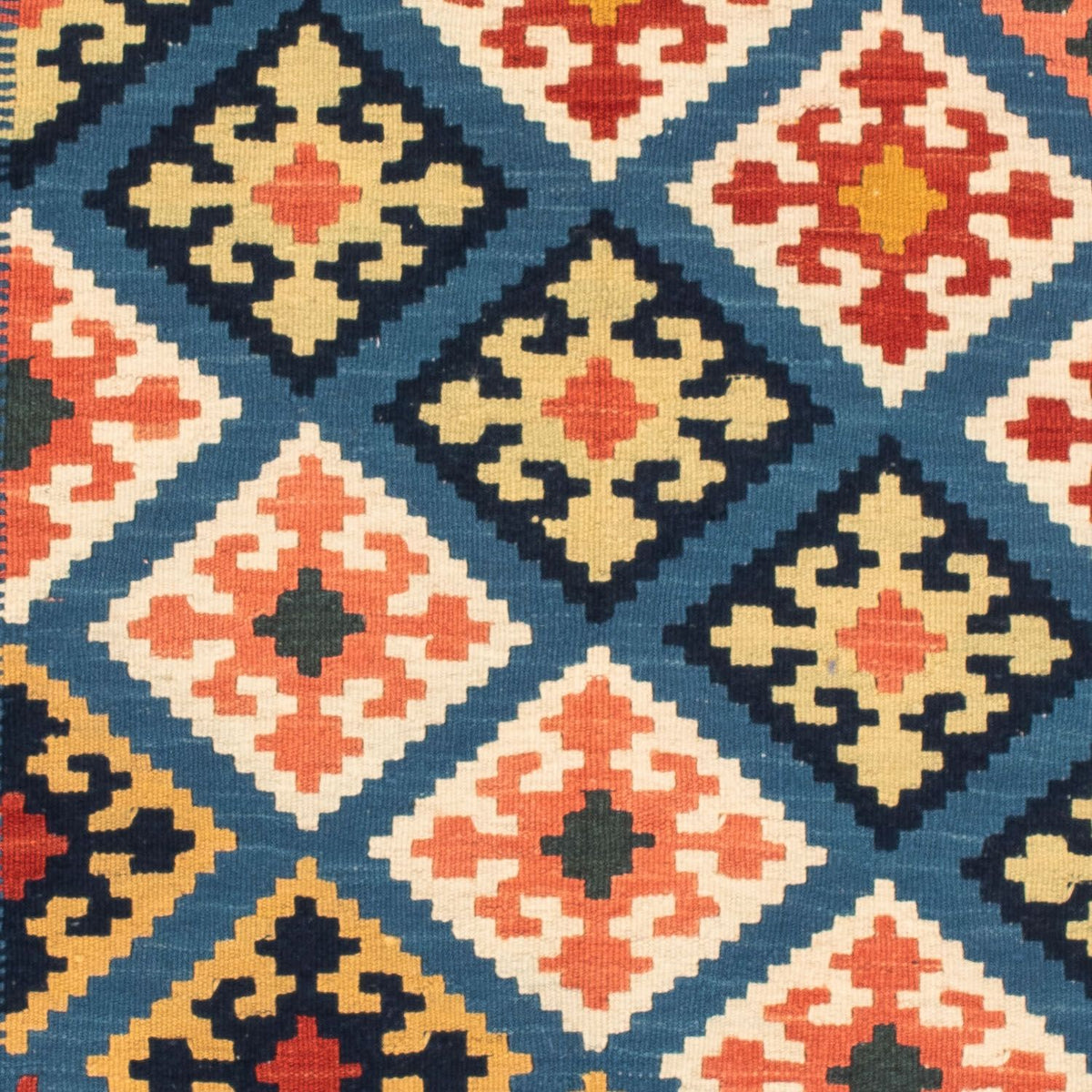 Dywan Kelim - Orientalny kwadratowy  - 106 x 102 cm - ciemnoniebieski