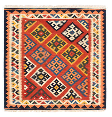 Dywan Kelim - Orientalny kwadratowy  - 106 x 104 cm - czerwony