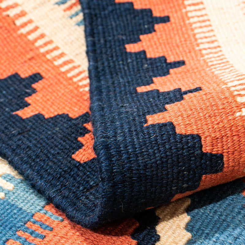 Dywan Kelim - Orientalny kwadratowy  - 103 x 100 cm - niebieski