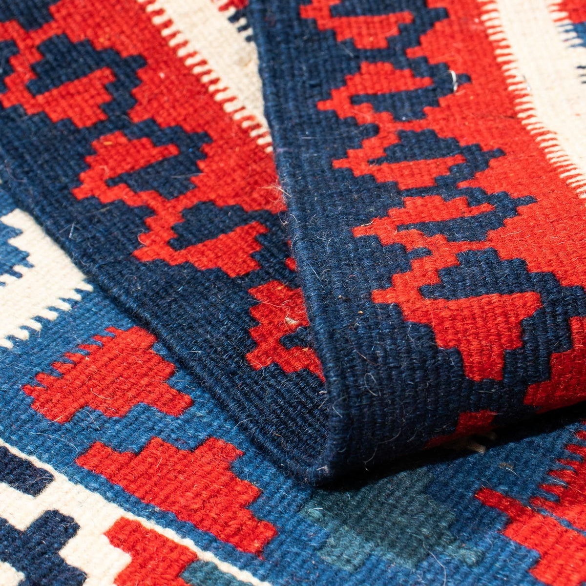 Dywan Kelim - Orientalny kwadratowy  - 103 x 100 cm - ciemnoniebieski