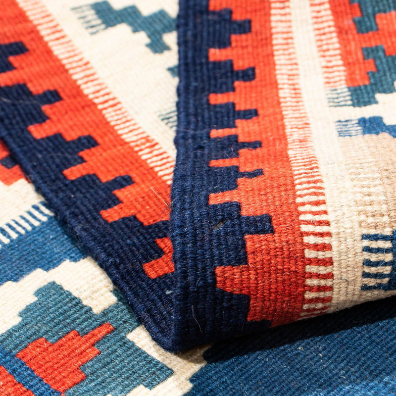 Dywan Kelim - Orientalny kwadratowy  - 103 x 102 cm - ciemnoniebieski