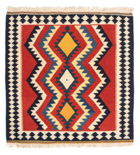 Dywan Kelim - Orientalny kwadratowy  - 100 x 97 cm - czerwony