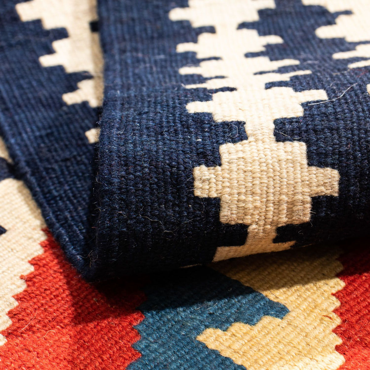 Dywan Kelim - Orientalny kwadratowy  - 100 x 97 cm - czerwony