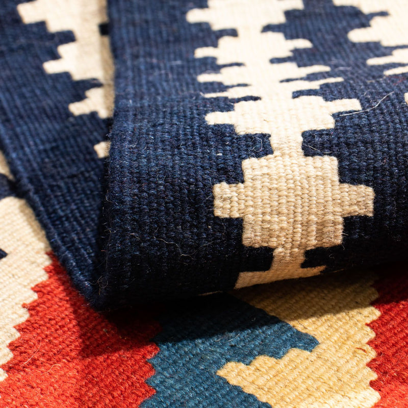 Dywan Kelim - Orientalny kwadratowy  - 100 x 97 cm - czerwony