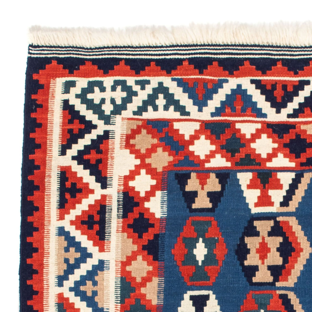 Dywan Kelim - Orientalny kwadratowy  - 105 x 105 cm - ciemnoniebieski