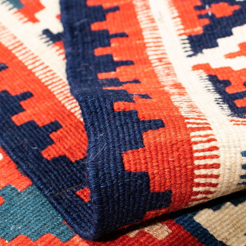 Dywan Kelim - Orientalny kwadratowy  - 105 x 105 cm - ciemnoniebieski