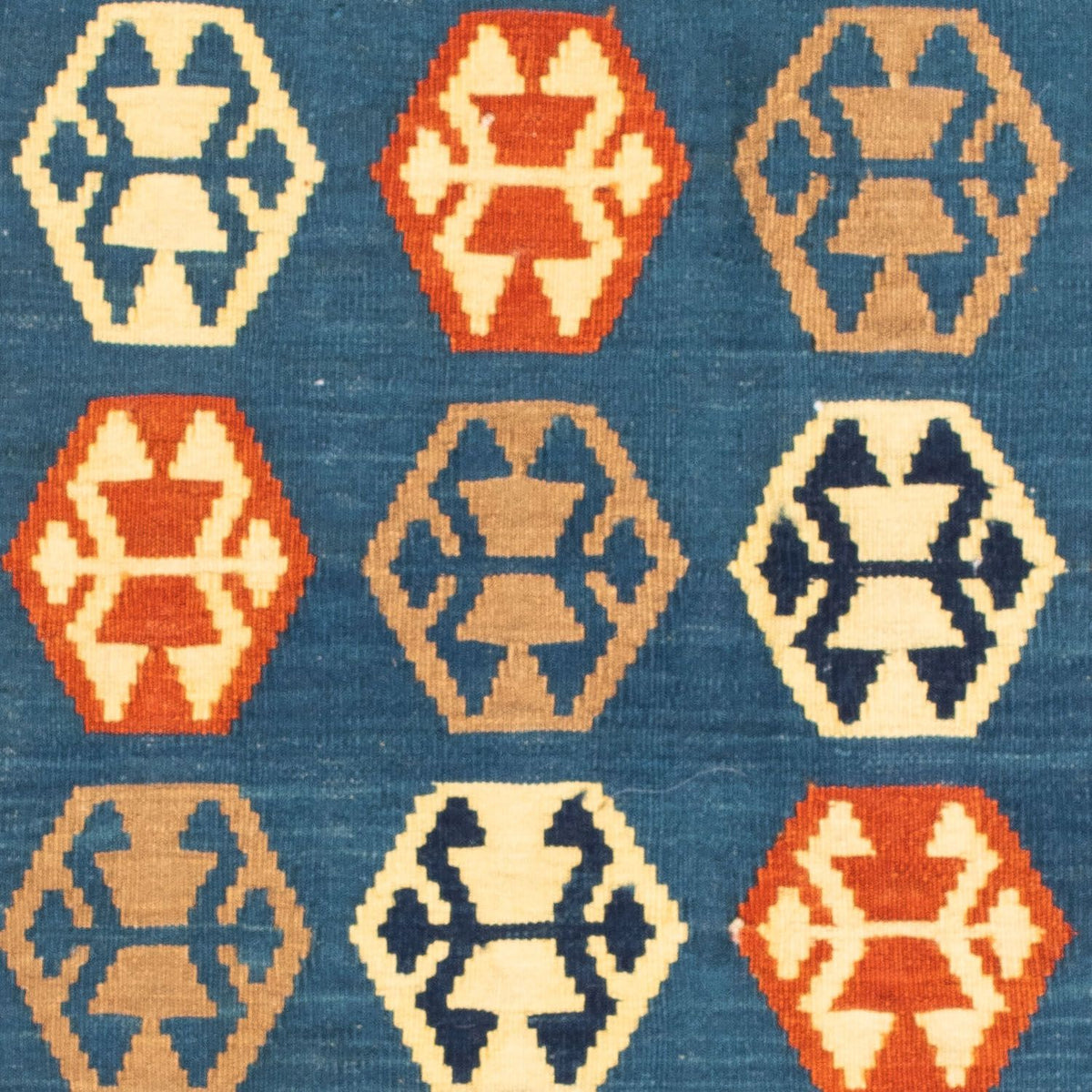 Dywan Kelim - Orientalny kwadratowy  - 102 x 95 cm - ciemnoniebieski