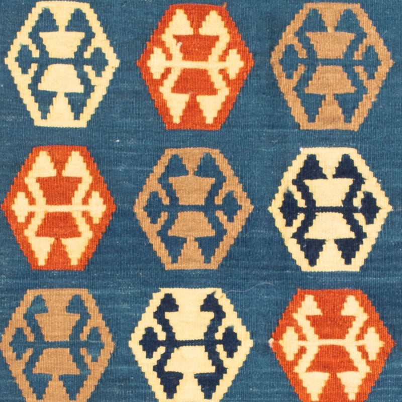 Dywan Kelim - Orientalny kwadratowy  - 102 x 95 cm - ciemnoniebieski