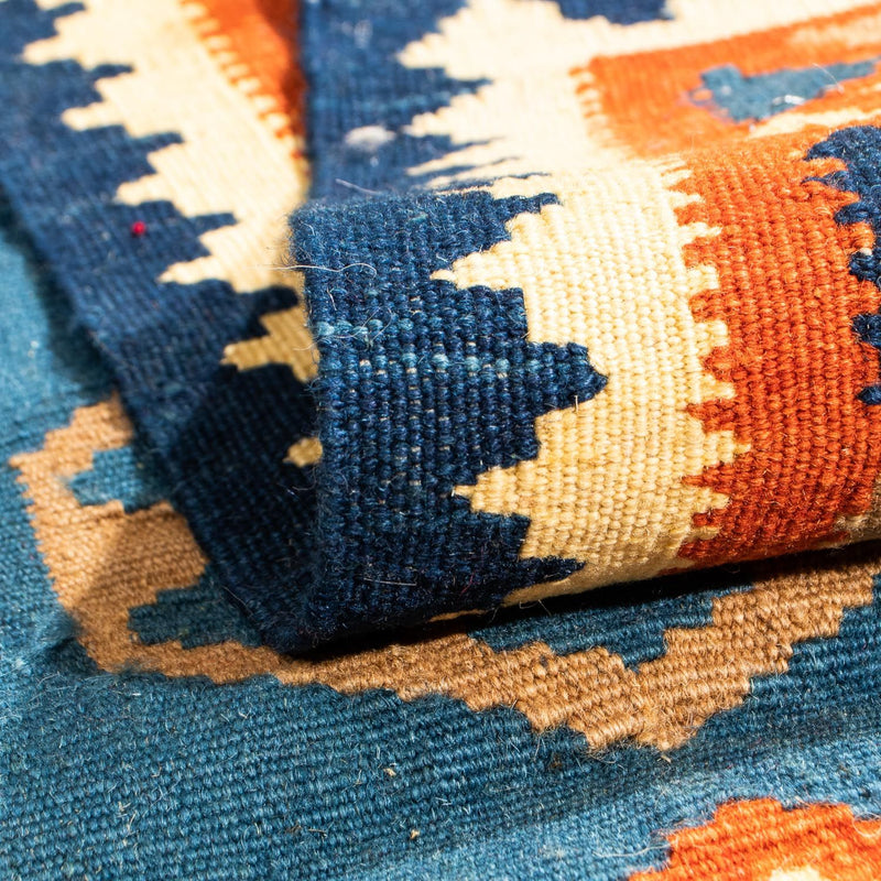 Dywan Kelim - Orientalny kwadratowy  - 102 x 95 cm - ciemnoniebieski