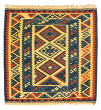 Dywan Kelim - Orientalny kwadratowy  - 102 x 101 cm - wielokolorowy