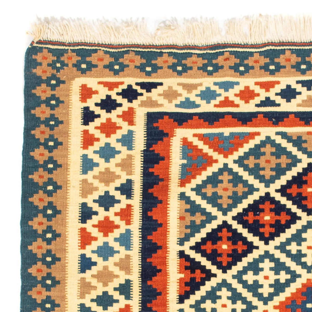 Dywan Kelim - Orientalny kwadratowy  - 107 x 101 cm - beżowy