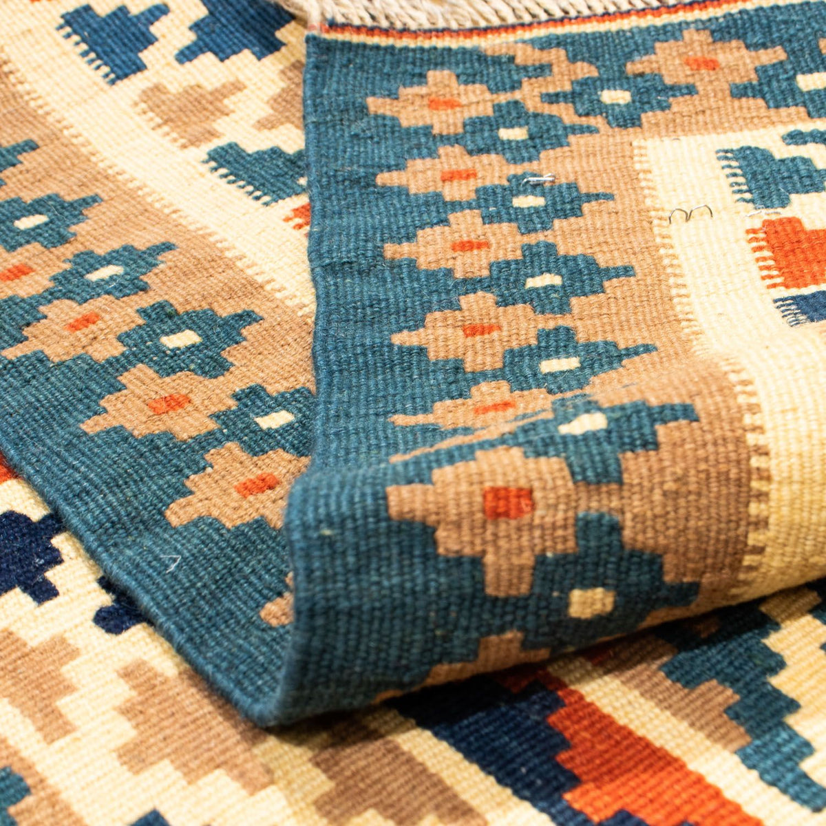 Dywan Kelim - Orientalny kwadratowy  - 107 x 101 cm - beżowy