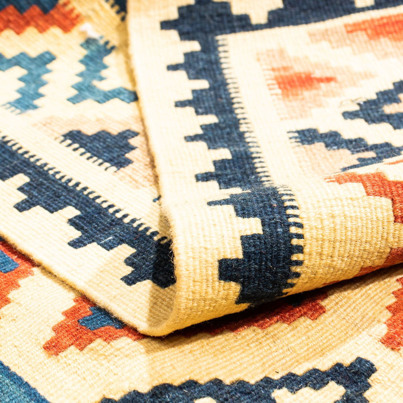 Dywan Kelim - Orientalny kwadratowy  - 100 x 100 cm - beżowy