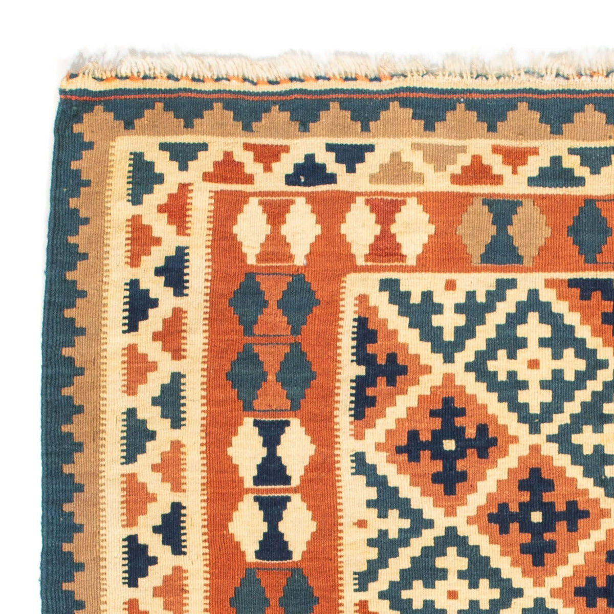 Dywan Kelim - Orientalny kwadratowy  - 105 x 103 cm - pomarańczowy