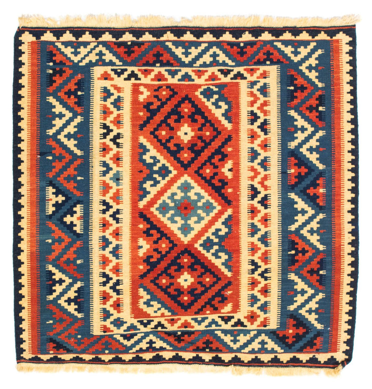 Dywan Kelim - Orientalny kwadratowy  - 104 x 101 cm - wielokolorowy
