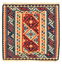 Dywan Kelim - Orientalny kwadratowy  - 104 x 101 cm - wielokolorowy