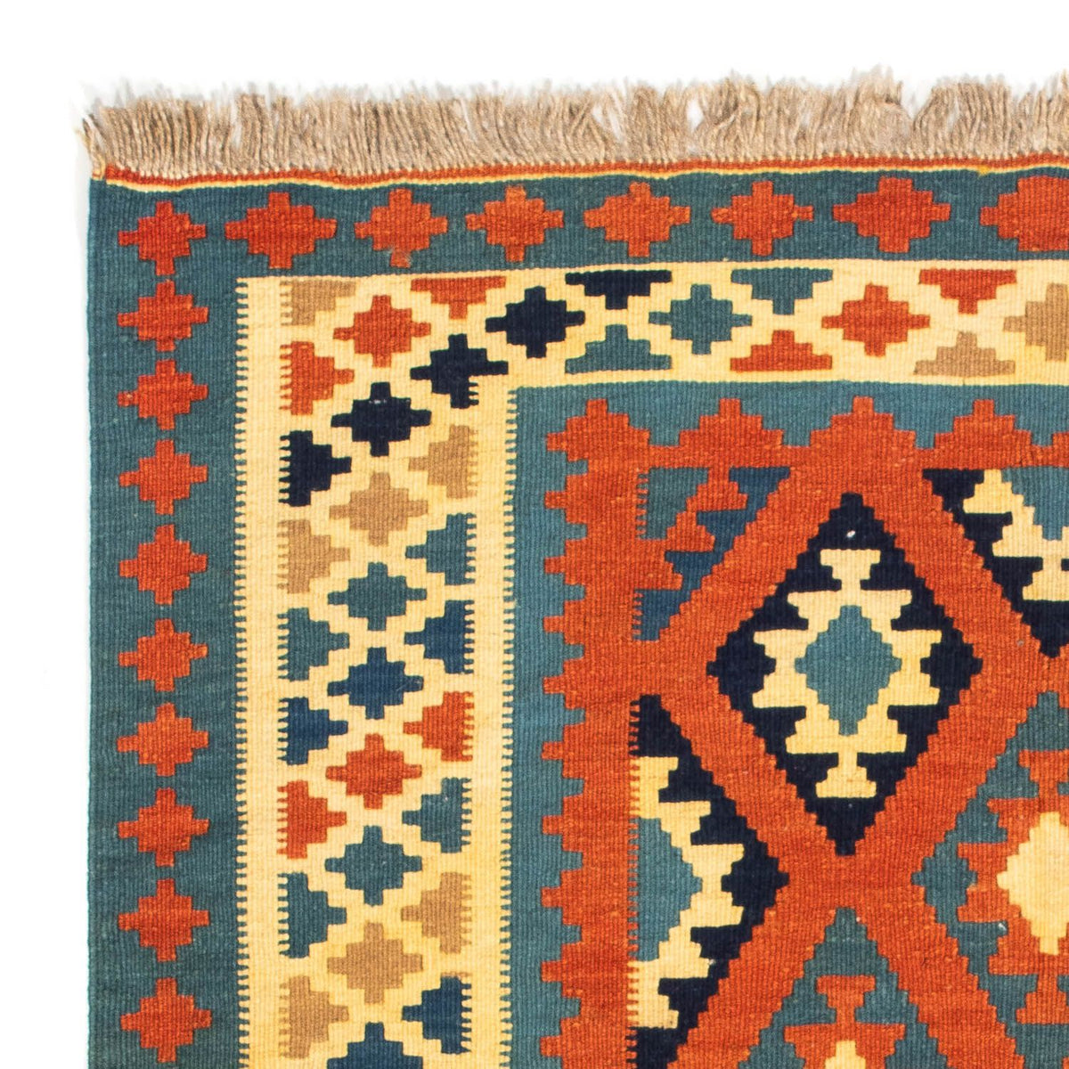 Dywan Kelim - Orientalny kwadratowy  - 103 x 103 cm - rdza