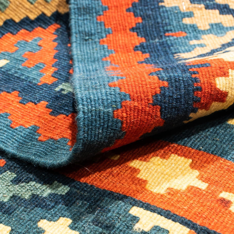 Dywan Kelim - Orientalny kwadratowy  - 100 x 100 cm - ciemnoniebieski