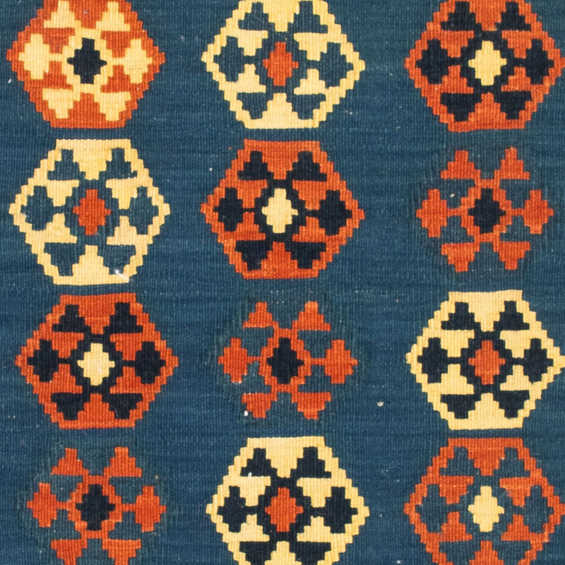 Dywan Kelim - Orientalny kwadratowy  - 105 x 103 cm - ciemnoniebieski