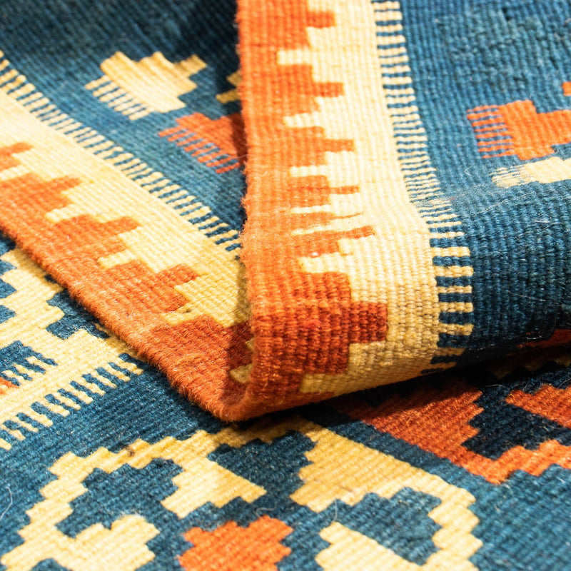 Dywan Kelim - Orientalny kwadratowy  - 105 x 103 cm - ciemnoniebieski