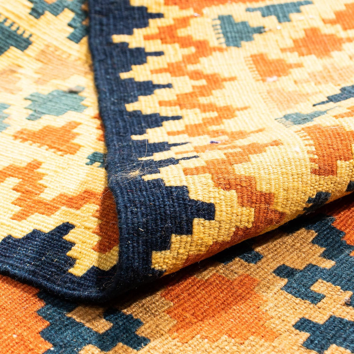 Dywan Kelim - Orientalny kwadratowy  - 103 x 100 cm - rdza