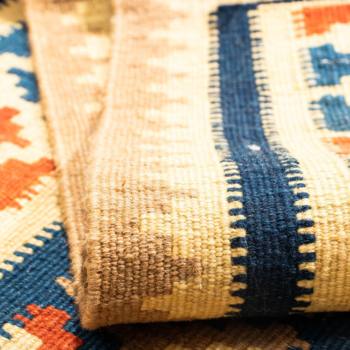 Dywan Kelim - Orientalny kwadratowy  - 103 x 100 cm - beżowy