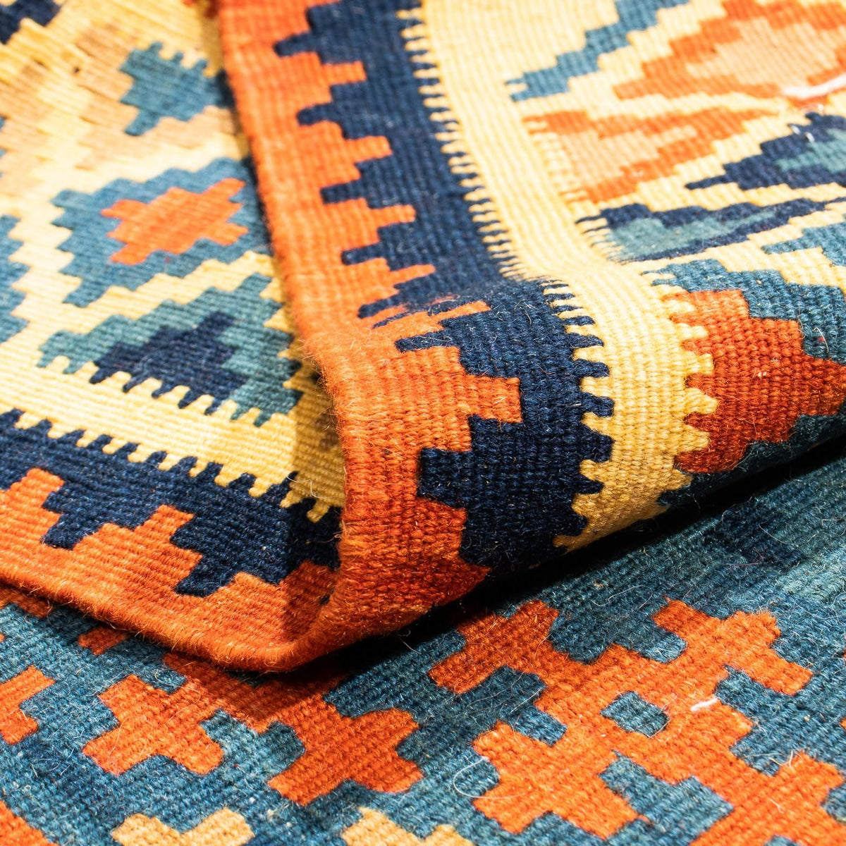 Dywan Kelim - Orientalny kwadratowy  - 105 x 100 cm - wielokolorowy