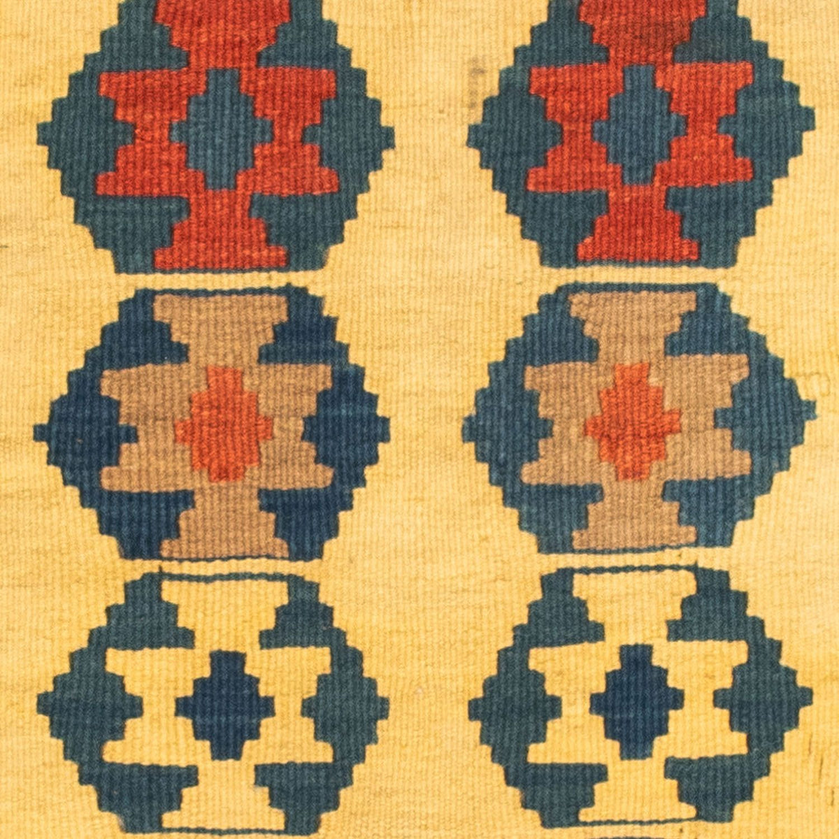 Dywan Kelim - Orientalny kwadratowy  - 101 x 95 cm - złoto