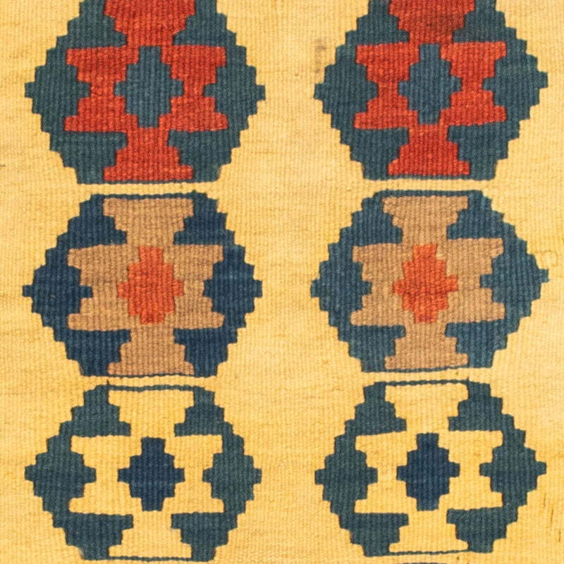 Dywan Kelim - Orientalny kwadratowy  - 101 x 95 cm - złoto