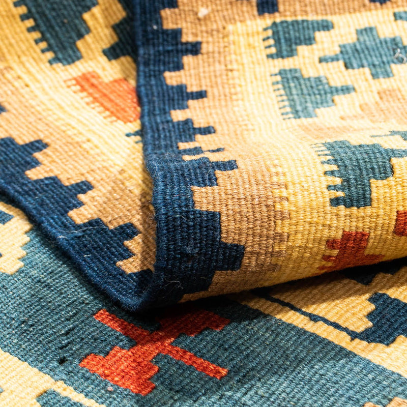 Dywan Kelim - Orientalny kwadratowy  - 101 x 95 cm - złoto